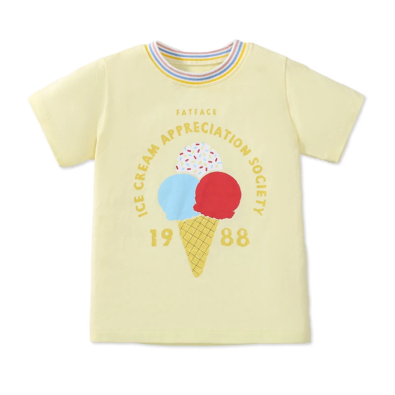 Little Girls Various Cartoon Print Summer Cotton Tops childrensterritory