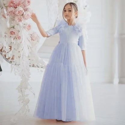 Tulle Flower Girl Dresses With Bow For Wedding Birthday