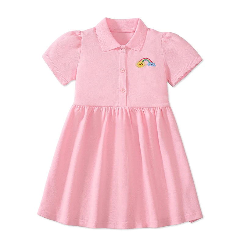 Little Girls Cartoon Embroidered Design Summer Dresses childrensterritory