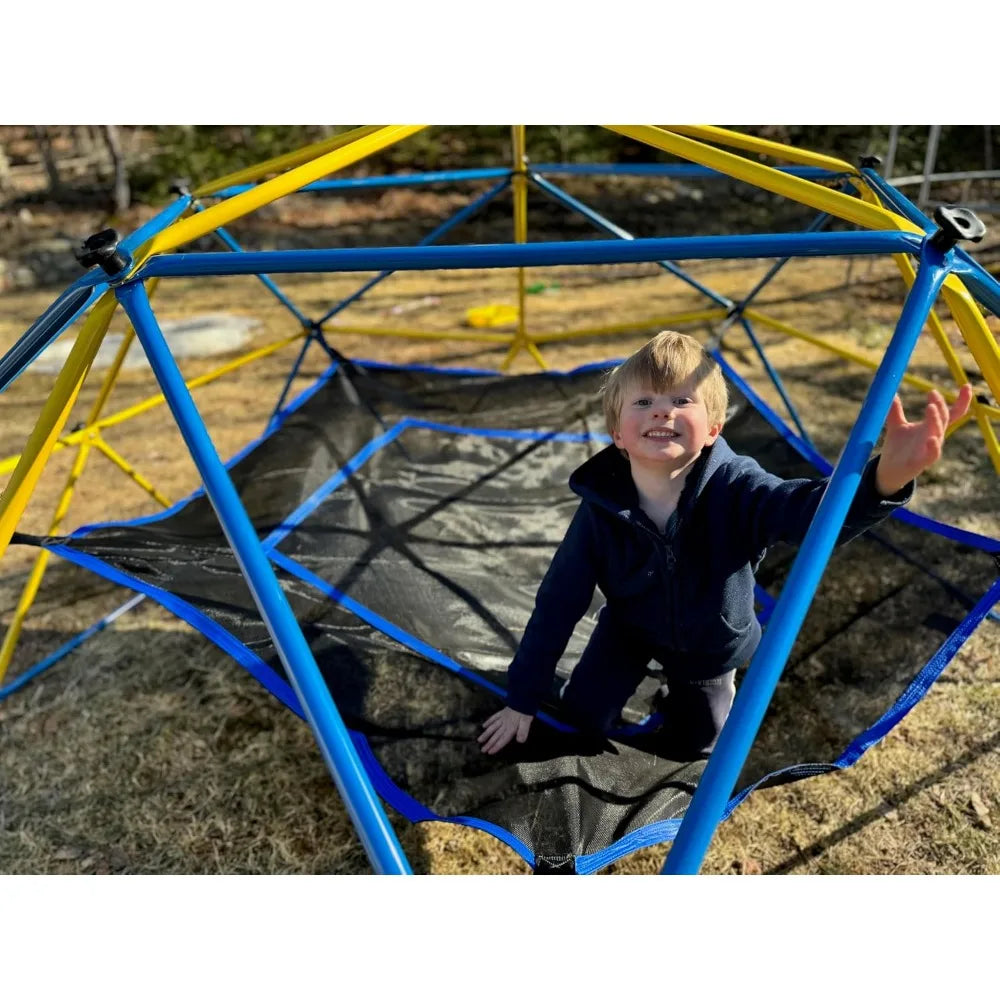 10FT Climbing Dome with Canopy and Swing for Kids