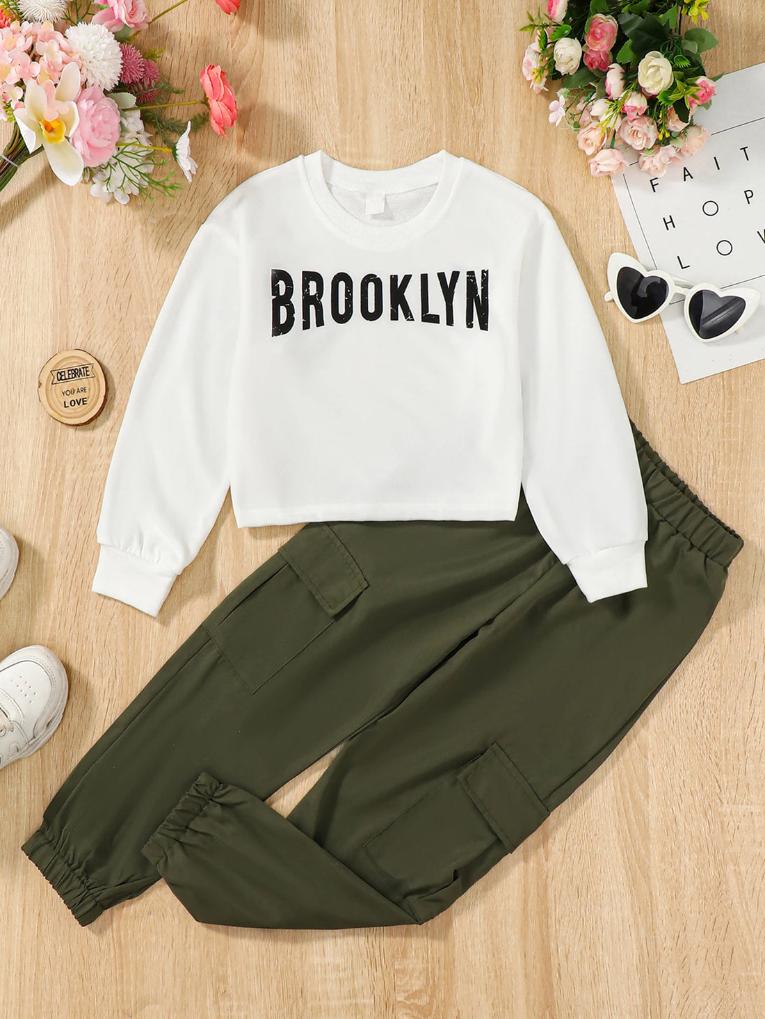 2PCS Boys &amp; Girls Letter Print Top And Pants Clothing Set childrensterritory