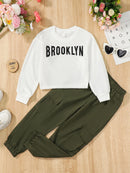 2PCS Boys & Girls Letter Print Top And Pants Clothing Set childrensterritory
