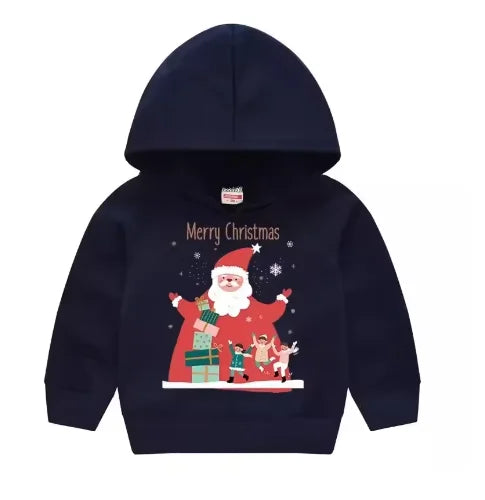 Kids’ Long-Sleeve Christmas-Print Hoodie Sweater
