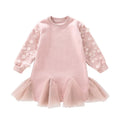 Little Girls Petal Sleeves Pink Sweater Dress childrensterritory