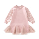 Little Girls Petal Sleeves Pink Sweater Dress childrensterritory