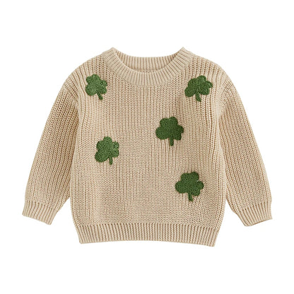 Toddler Clover Embroidery Adorable Pullover Tops childrensterritory