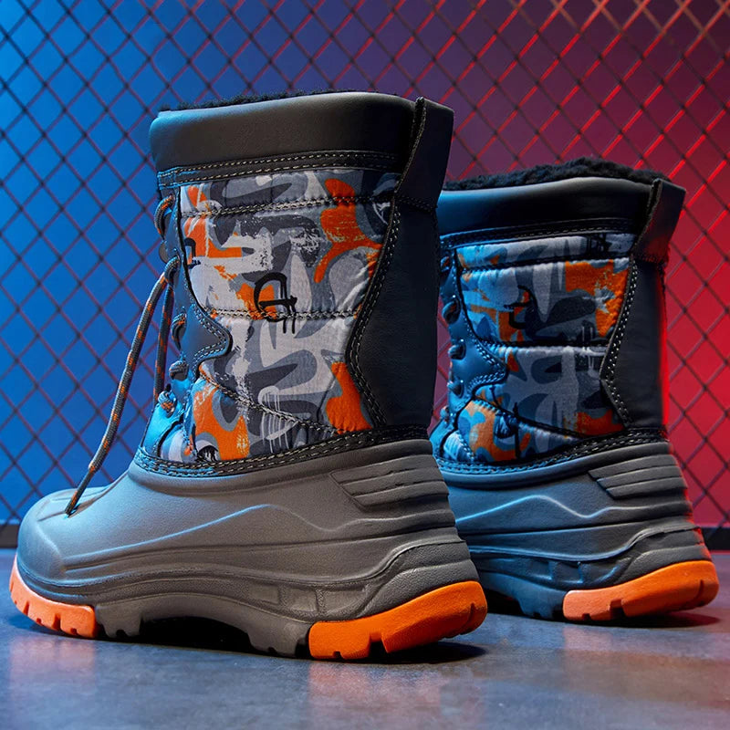 Teenage Girls Boys Non-Slip Waterproof Warm Fur Boots childrensterritory