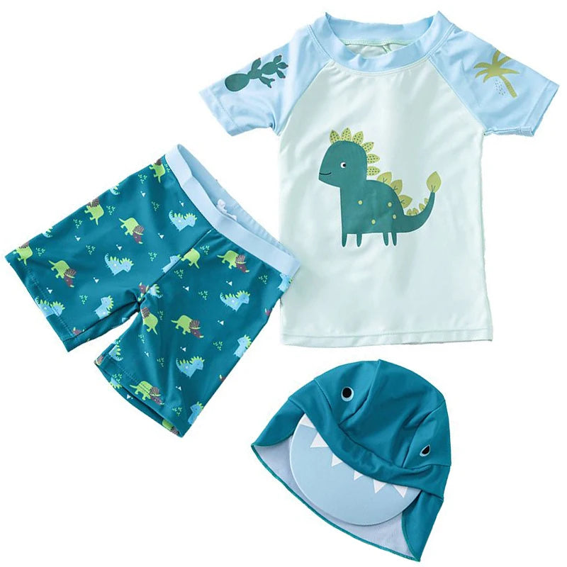 3pc Baby/Kids Boys Sun Protection Swimwear With Hat