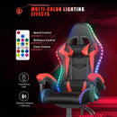 Reclining PU Leather Gaming Chair with LED Lights childrensterritory
