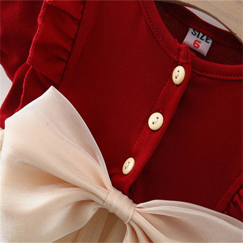 Baby Girls Bow Design Short Sleeves Summer Dresses