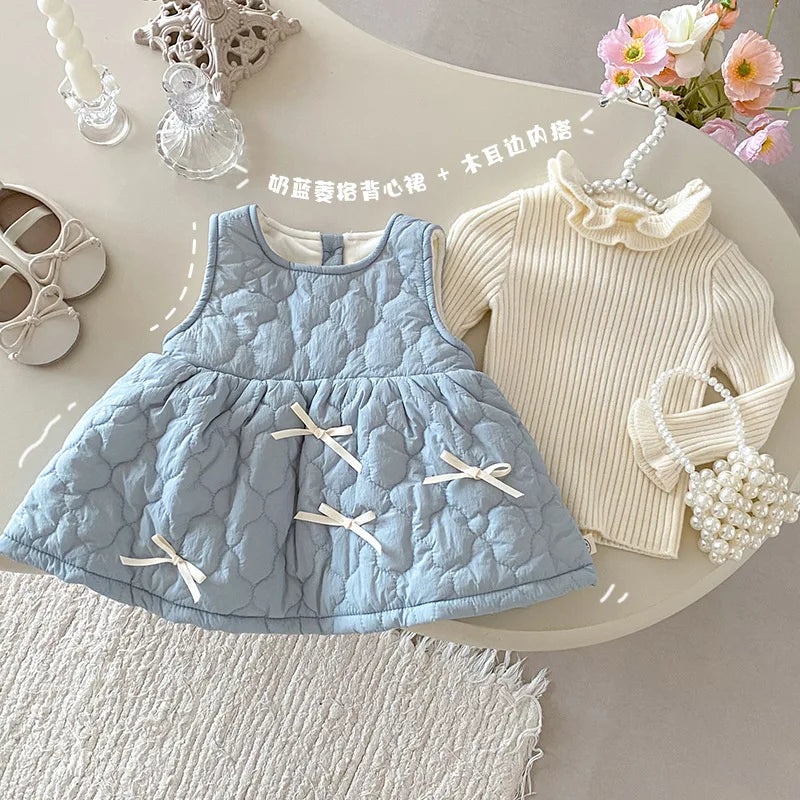 Baby Girls’ Elegant Sleeveless Winter Dress