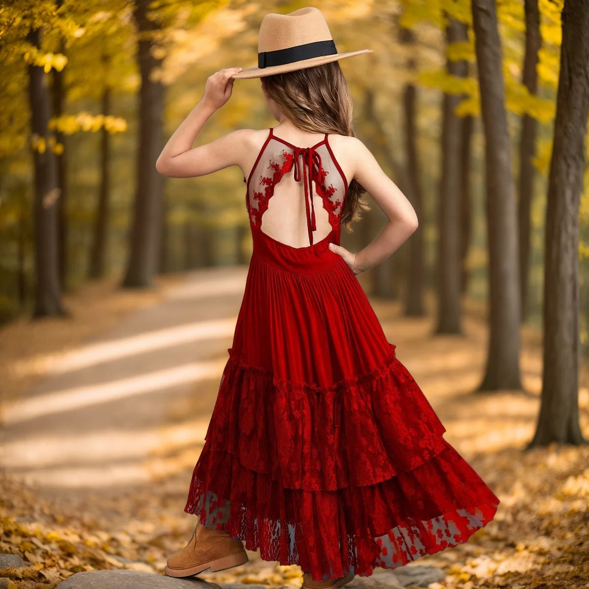 Girls Long Lace Design Plus Size Summer Princess Dresses childrensterritory