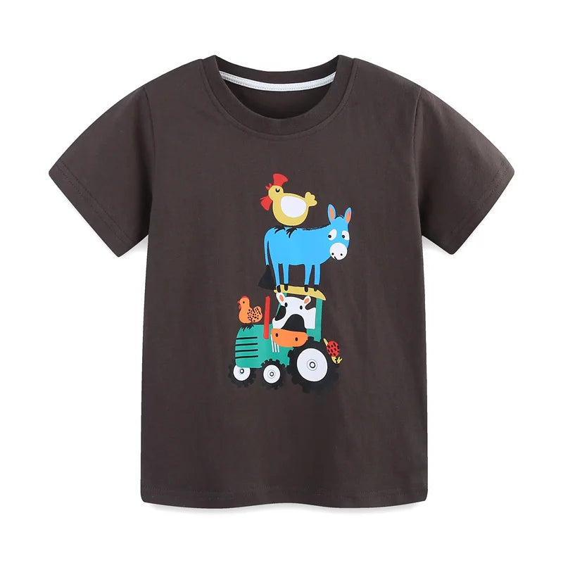 Girls Cartoon Print Casual Summer T-Shirts