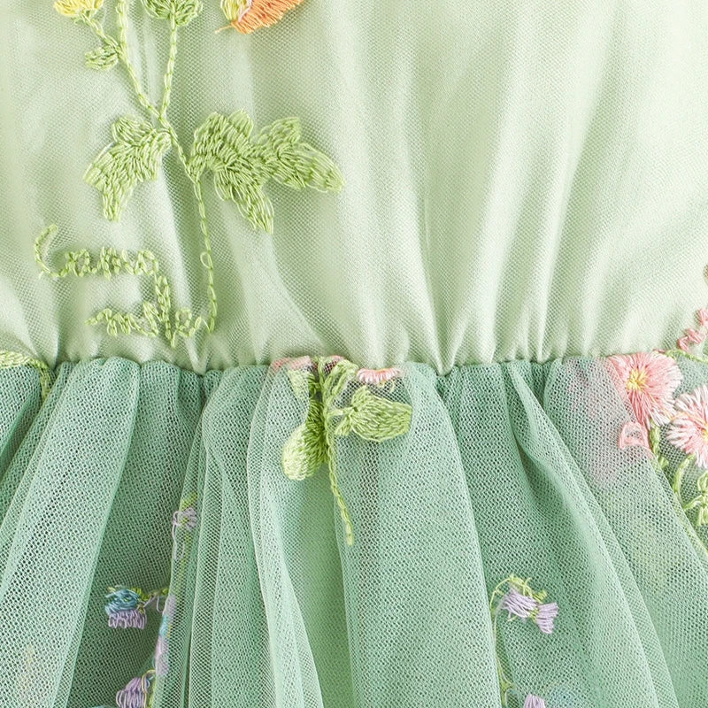 Floral Embroidery Baby Girls' Tulle Princess Dresses