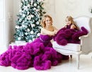 Puffy Purple Mommy and Me Long Matching Party Dress childrensterritory