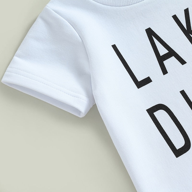 Lake Dude Letter Print Toddler Boys Casual Summer Outfit childrensterritory