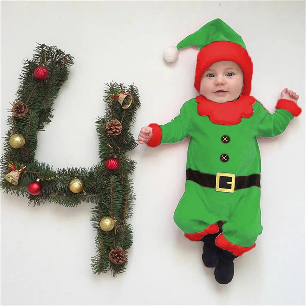 Newborn Baby Santa Claus Romper with Hat for Christmas childrensterritory