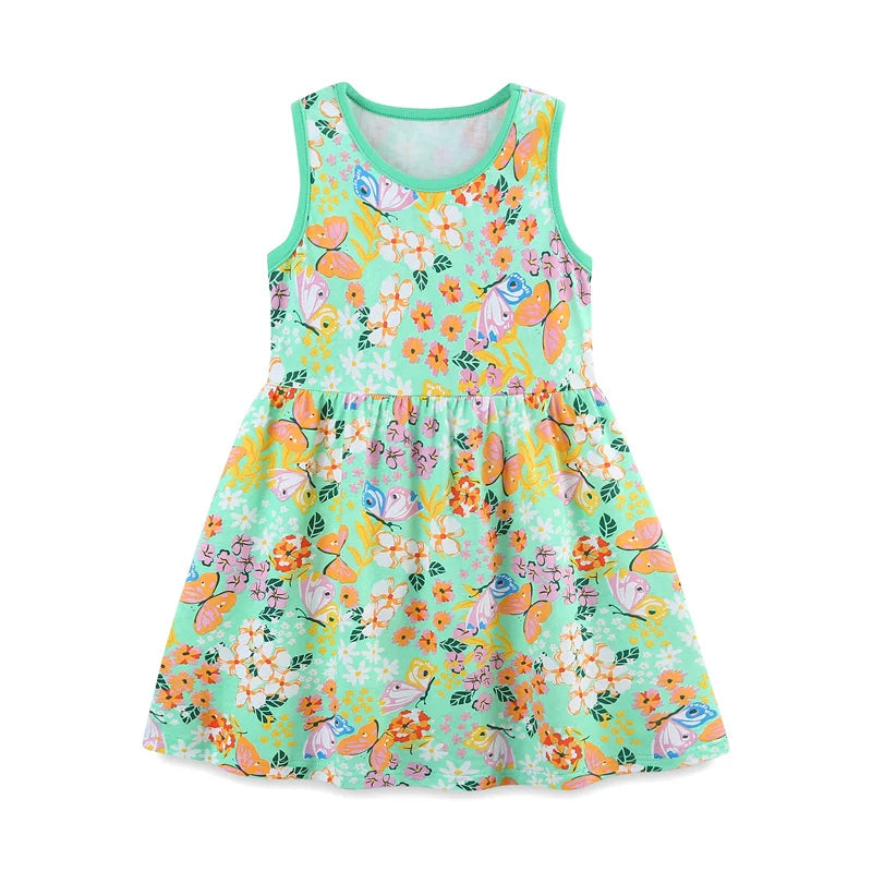 Cartoon Fruits Print Kids Girls Summer Holiday Dresses
