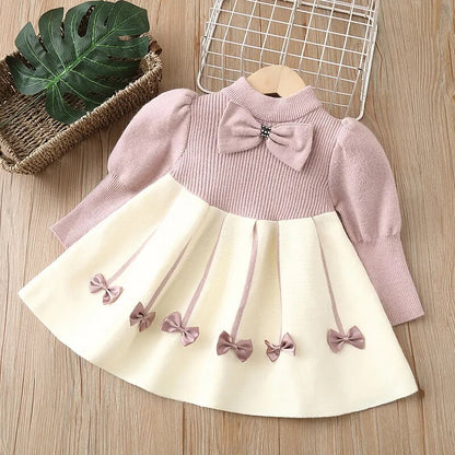 Kids Girls Fashionable Print Skirt Princess Sweater Dresses childrensterritory