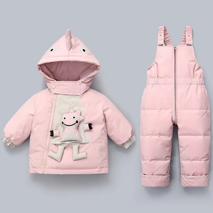3D Cartoon Dino Design 2pcs Baby Warm Snowsuits childrensterritory