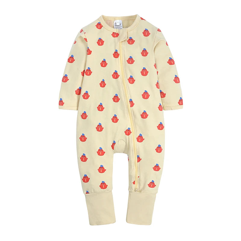 Long Sleeves Printed Baby Girl/Boy Zipper Bodysuits