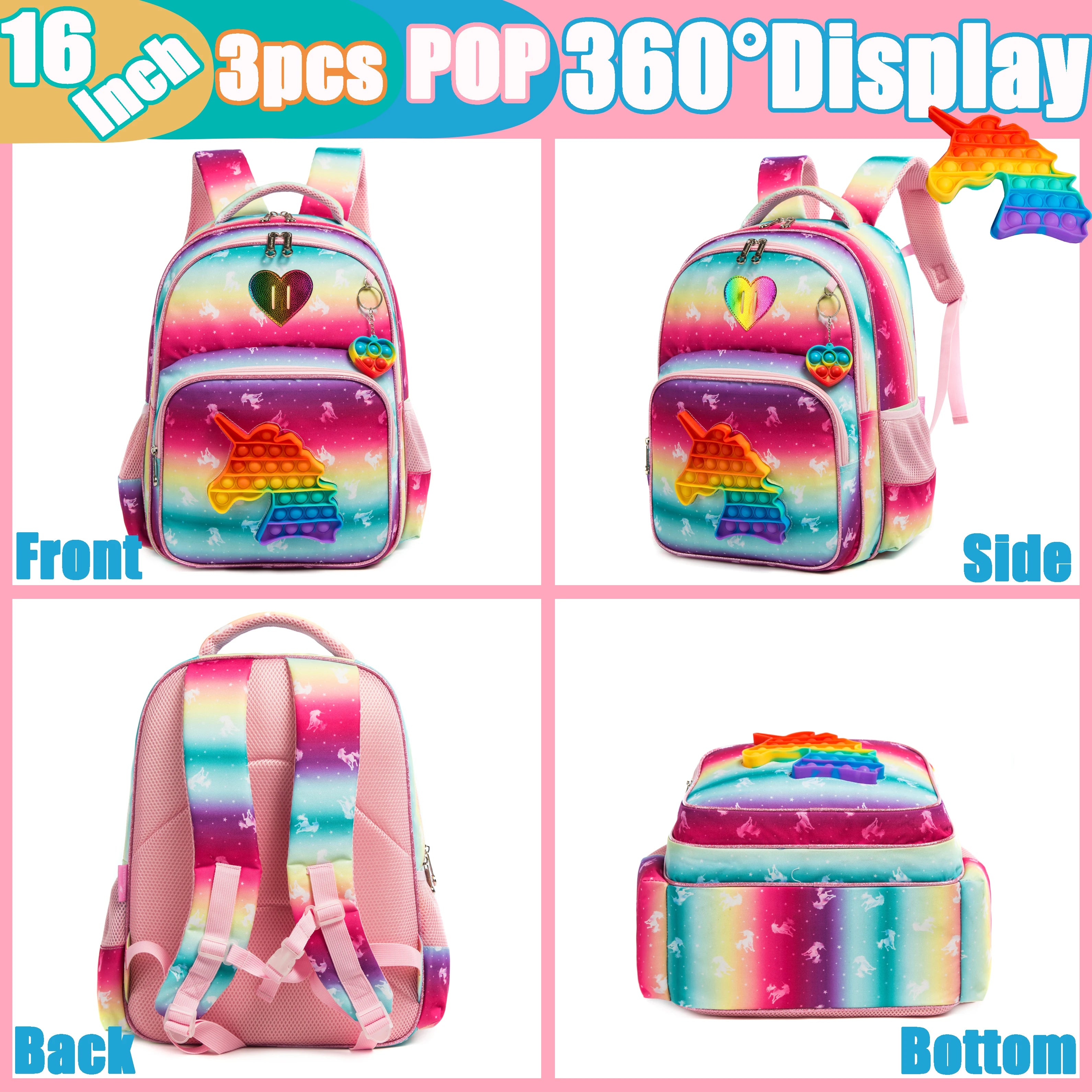 Backpack for Girls Elementary Preschool Kids Lunch Box for School