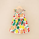 Floral Print Kids Girls Sleeveless Cotton Dresses childrensterritory