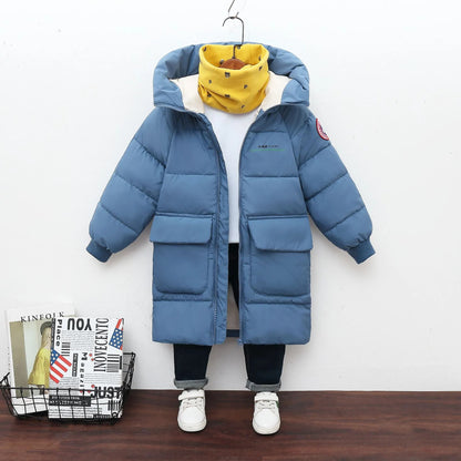 Long Korean Style Down Cotton Jacket for Kids Unisex childrensterritory