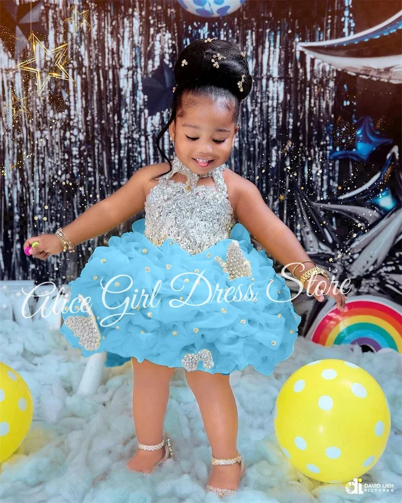 Sleeveless Flower Design Birthday Party Dresses childrensterritory
