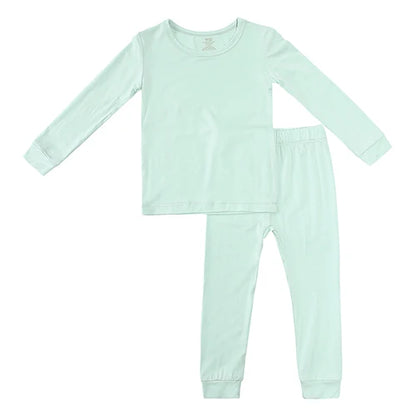 Solid Pattern Bamboo Fiber Pajamas Sets For Baby/Kids childrensterritory
