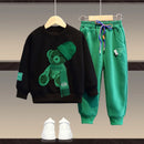 Kids Cartoon Bear Design Sweatshirt and Pant Tracksuit Set childrensterritory