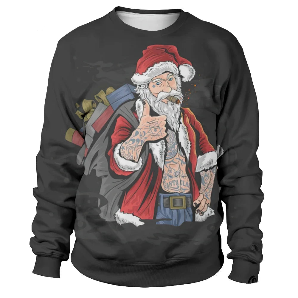 Funny Santa Claus Printed Sweatshirts For Men childrensterritory
