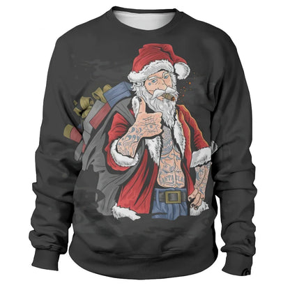 Funny Santa Claus Printed Sweatshirts For Men childrensterritory