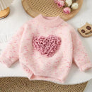 Girls Winter Colored Thread Love Design Knitted Sweater childrensterritory