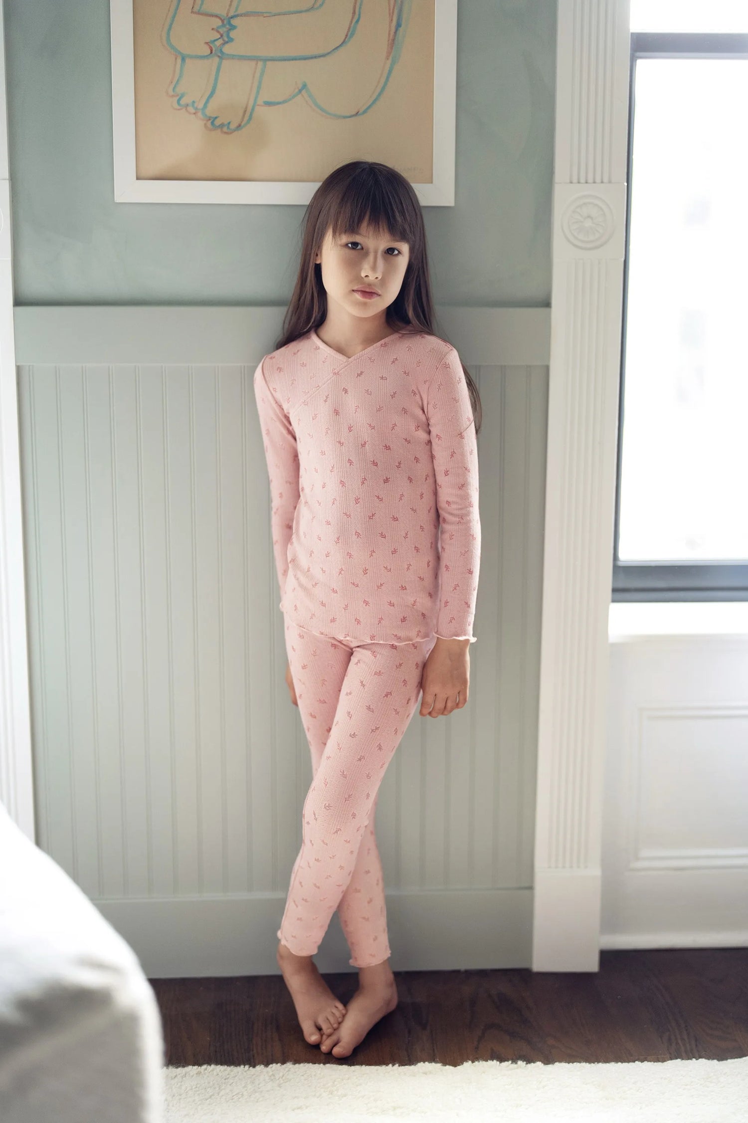 Floral Print Full Sleeve Winter Pajama Sets for Kids childrensterritory