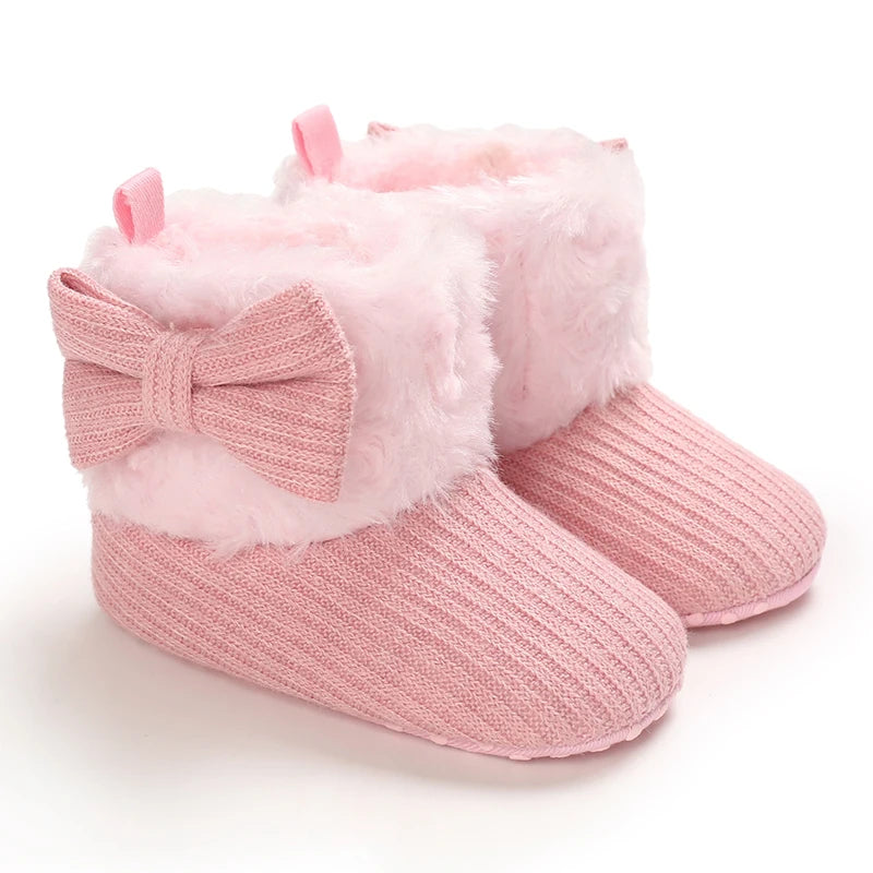 First Walker Girls Pink Warm Cute Fur Velvet Snow Boots childrensterritory