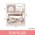 Beautiful Kids Bunk Beds with Large Storage Space and Guardrail