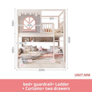 Beautiful Kids Bunk Beds with Large Storage Space and Guardrail