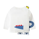 Little Boys Cartoon Dinosaur Design Long Sleeves Cotton T-shirt childrensterritory