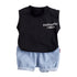 Baby Boy Letter and Dinosaur Print Vest Tops+Shorts 2PCS Set childrensterritory