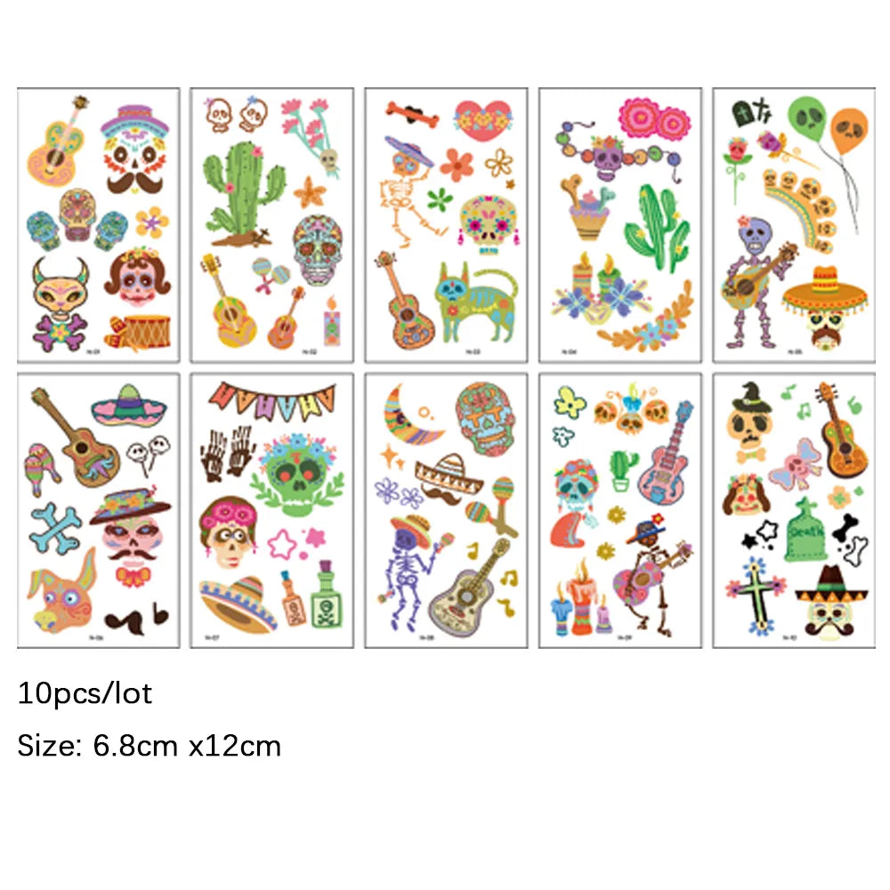 Cute Funny 10Pcs Luminous Halloween Tattoo Stickers childrensterritory