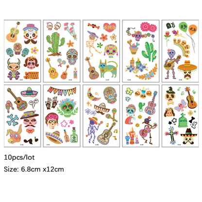 Cute Funny 10Pcs Luminous Halloween Tattoo Stickers childrensterritory
