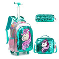 3D Unicorn Design Kids Girls School Trolley Backpack Set childrensterritory