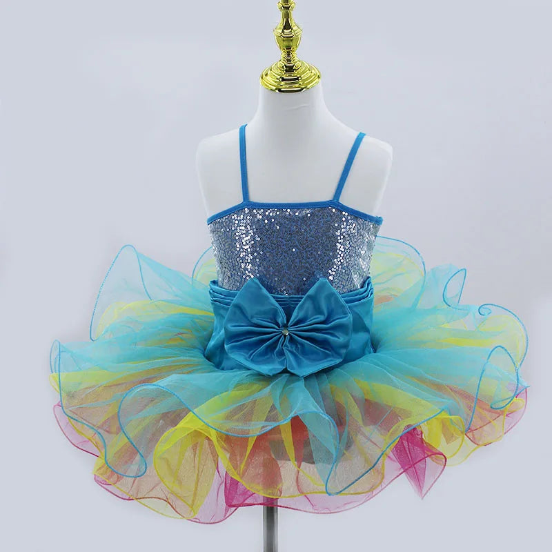 Modern Sequined Flower Tutu Ballet Dresses For Girls