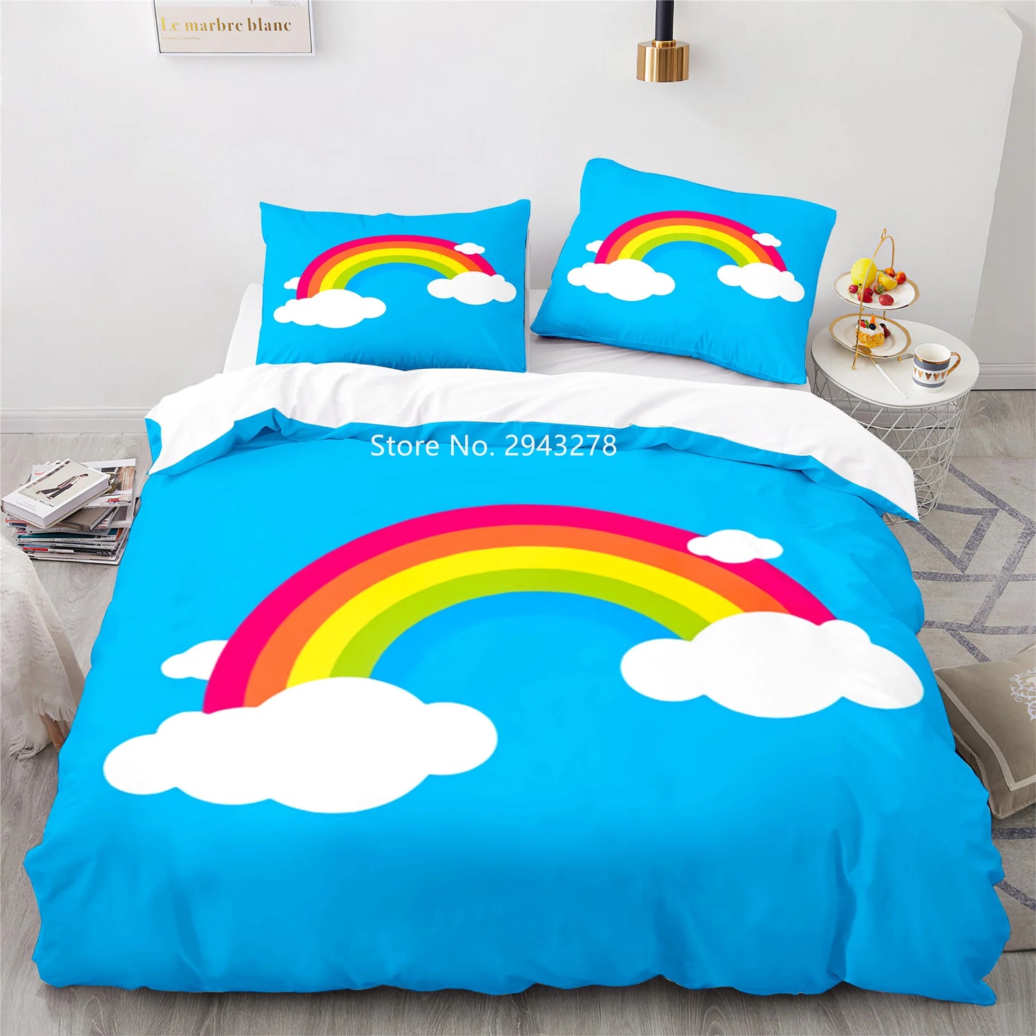 Rainbow Print Lovely Duvet Cover Pillowcase Kids Bedding Set