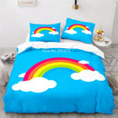 Rainbow Print Lovely Duvet Cover Pillowcase Kids Bedding Set