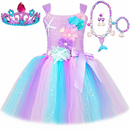 Girls Mermaid Style Tutu Princess Birthday/Halloween Party Dresses