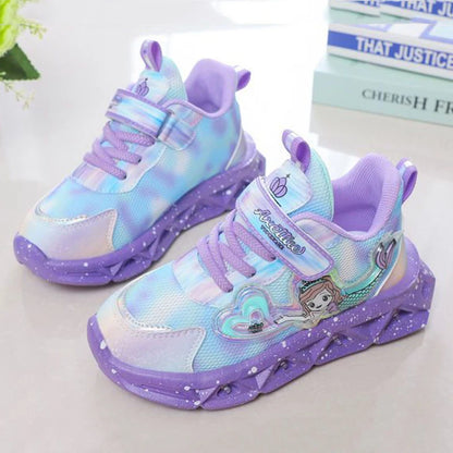 Kids Cartoon Mermaid Design Sports Shoes with Lights childrensterritory