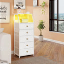 Dresser with Nightstand, Fabric Drawers, and White Shelves childrensterritory