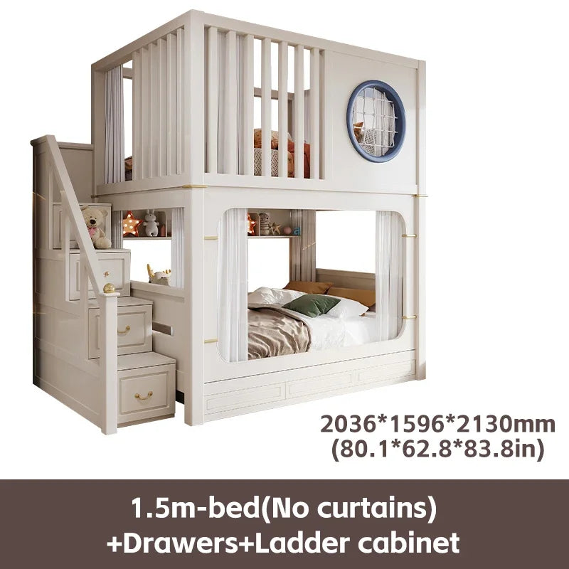 Solid Wooden Multifunctional Kids Bunk Beds with Ladder childrensterritory